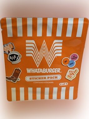 2026 WHATABURGER STICKER PACK 2 ORANGE WHITE KIDS WHATAMEAL COLLECTIBLE AGE 1.5+